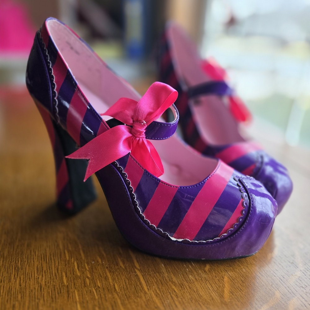Rampage Purple and Pink Striped Heels